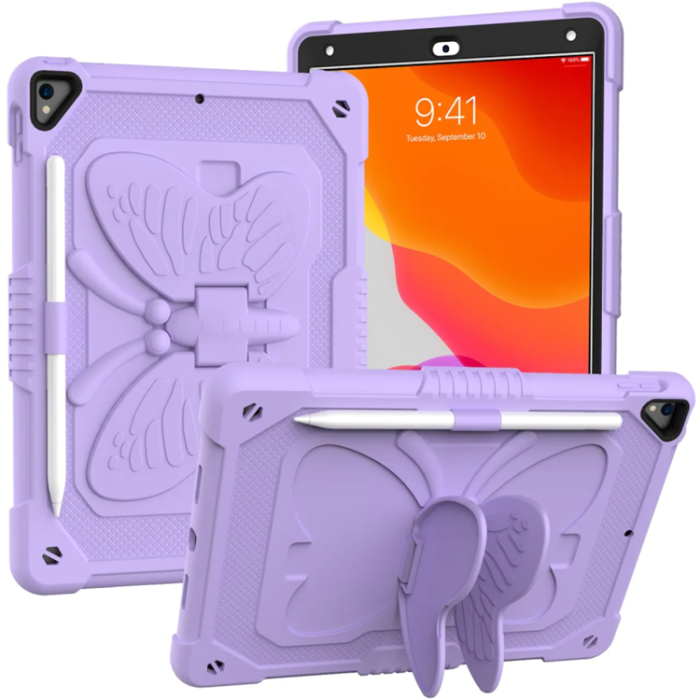 A-One Brand - iPad 10.2 (2019/2020/2021) Skal Butterfly Hybrid med Axelrem - Lila
