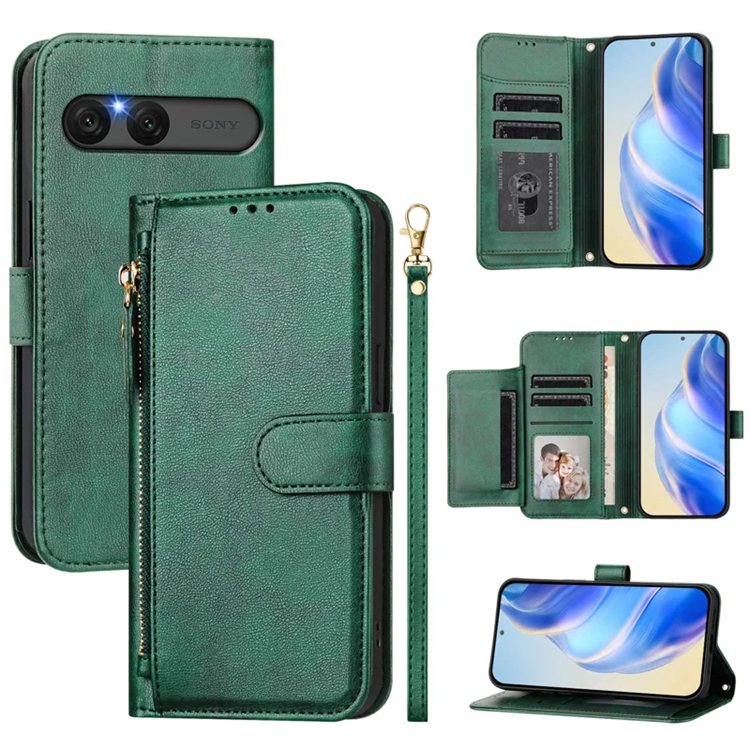 Sony Xperia 10 VII Plånboksfodral Zipper Pocket - Grön | 2353 | AlltMobil