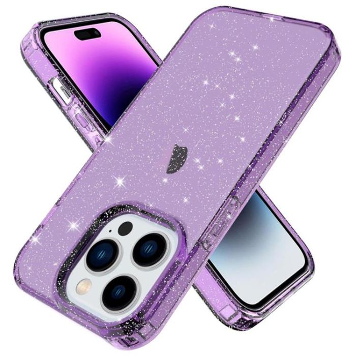 A-One Brand - iPhone 14 Pro Max Skal Glitter Powder - Transparent Lila