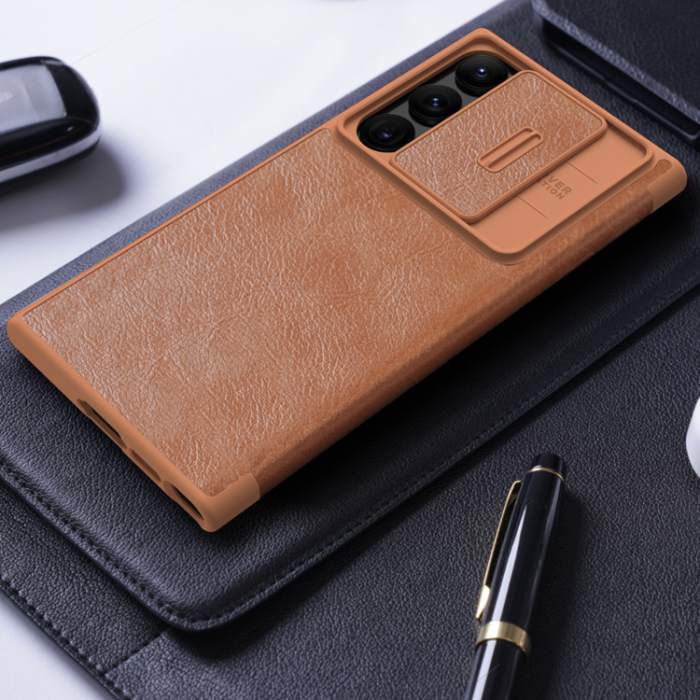 Nillkin - Nillkin Galaxy S23 Ultra Plånboksfodral Qin Pro - Brun