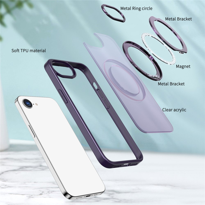 OEM - iPhone 16e Mobilskal MagSafe TPU + Acrylic Kickstand - Lila