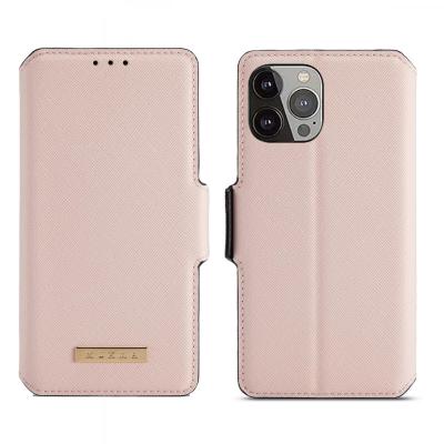 Muxma Saffiano Plånboksfodral till iPhone 13 Pro - Rosa