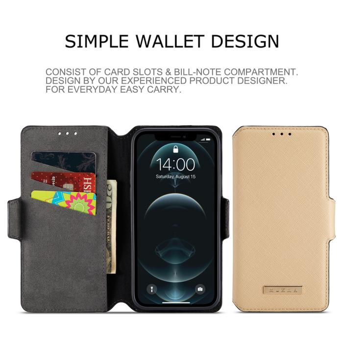 MUXMA - Muxma Saffiano Plånboksfodral till iPhone 13 Mini - Beige