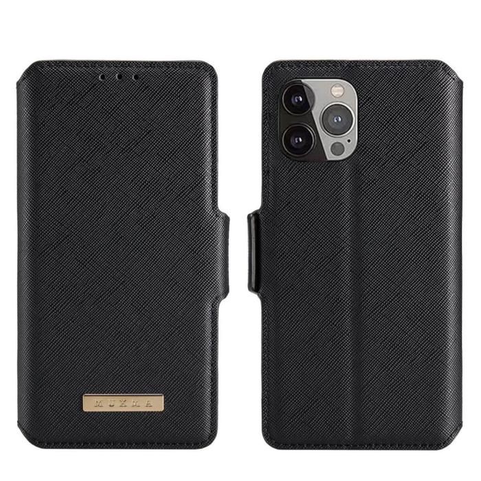 MUXMA - Muxma Saffiano Plånboksfodral till iPhone 13 Pro - Svart