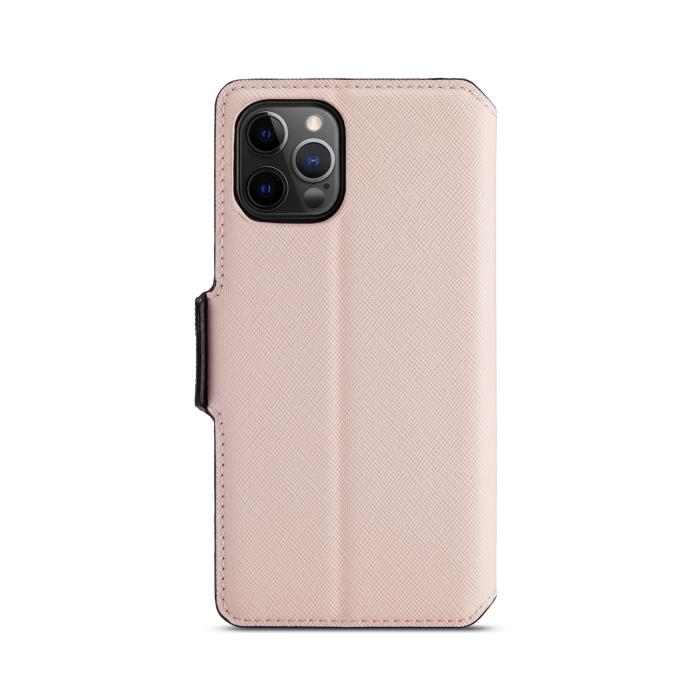 MUXMA - Muxma Saffiano Plånboksfodral till Apple iPhone 12 & 12 Pro - Rosa