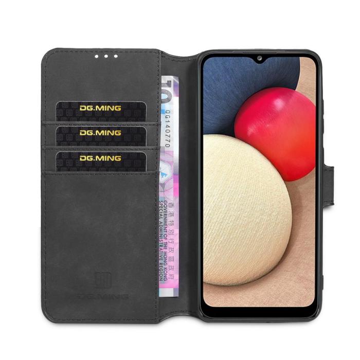 DG.MING - DG.MING Retro Plånboksfodral Samsung Galaxy A02s - Svart
