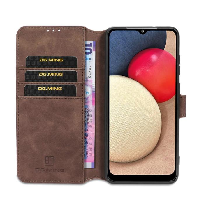 DG.MING - DG.MING Retro Plånboksfodral Samsung Galaxy A02s - Coffee
