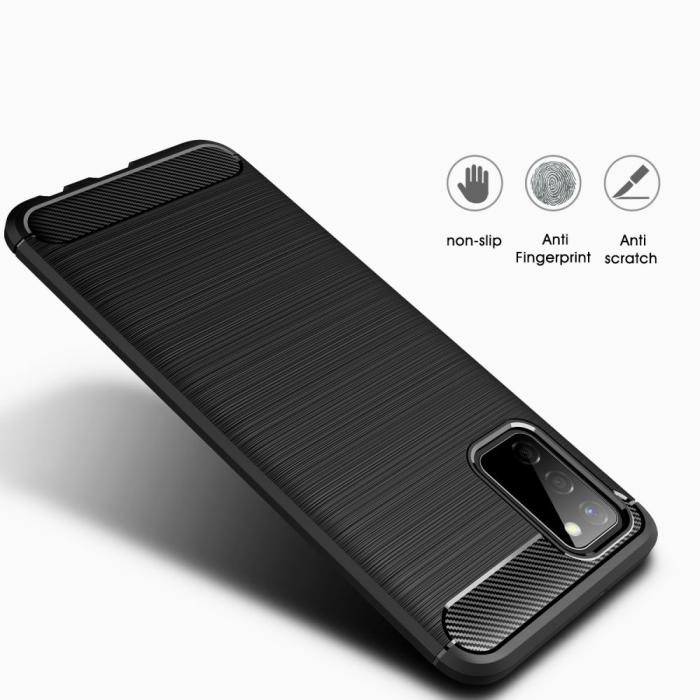 OEM - TPU Carbon Mobilskal Galaxy A02S - Svart