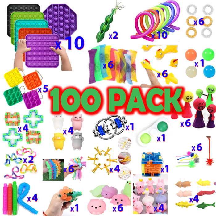 UTGATT5 - 100 Pack Fidget Toy Set Pop it Sensory Toy för Vuxna & Barn
