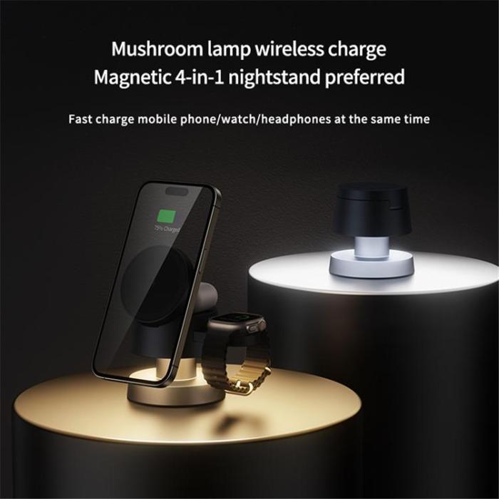 OEM - MagSafe Trådlös Laddare iPhone, Apple Watch, Airpods - X6 - Svart