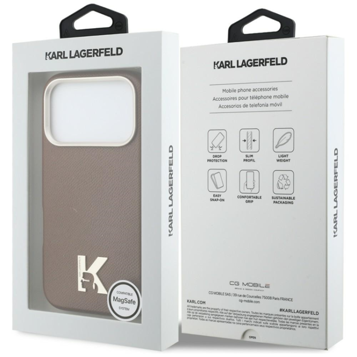 KARL LAGERFELD - Karl Lagerfeld Mobilskal För iPhone 17 Pro Max MagSafe Karl Head Logo - Brun