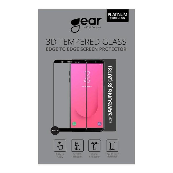 UTGATT1 - Gear Galaxy J8 (2018) Härdat Glas 3D - Svart