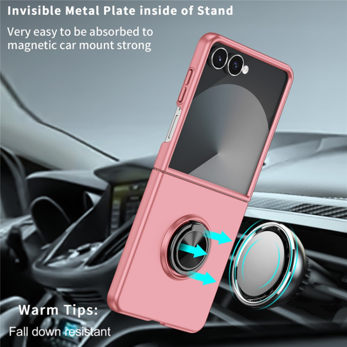 A-One Brand - Galaxy Z Flip 7 5G Mobilskal Rotatable Ring Kickstand - Rosa