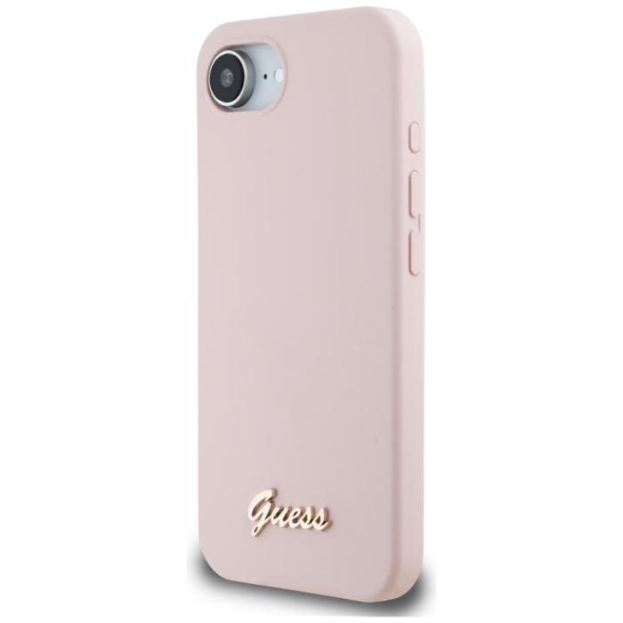 Guess - Guess iPhone 16e Mobilskal MagSafe Silikon Script Metal Logo