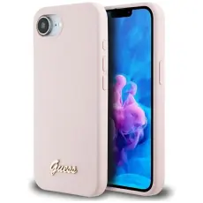 Guess - Guess iPhone 16e Mobilskal MagSafe Silikon Script Metal Logo