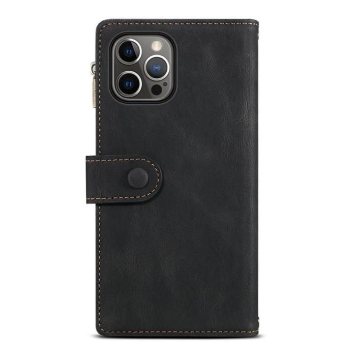 OEM - iPhone 14 Pro Max Plånboksfodral Flap Zipper Strap - Svart