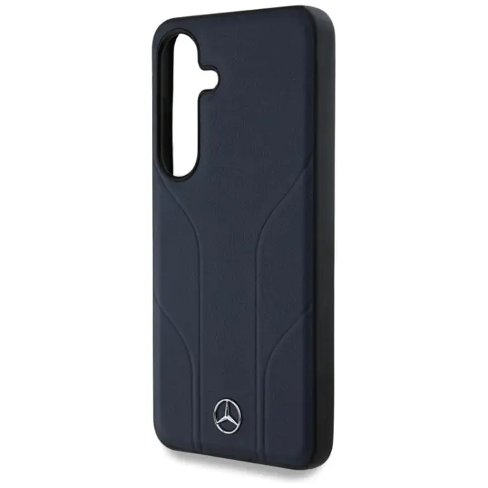 Mercedes - Mercedes Galaxy S25 Mobilskal MagSafe Läder Debossed Lines - Blå