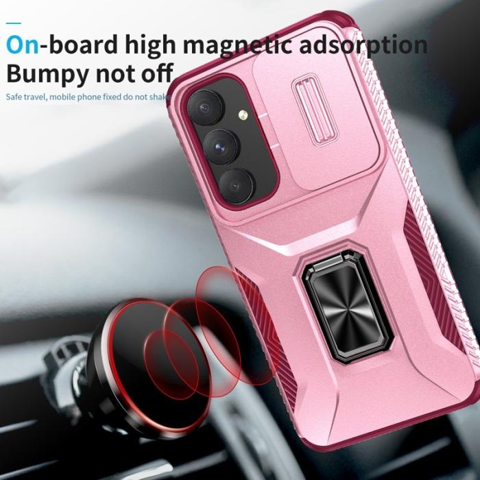 OEM - Mobilskal till Samsung Galaxy A55 5G TPU+PC Kamera Linsskydd - Rosa+Vinröd