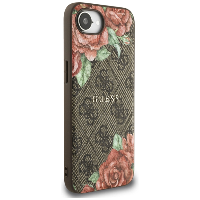 Guess - Guess iPhone 16e Mobilskal Magsafe Flowers Print - Brun