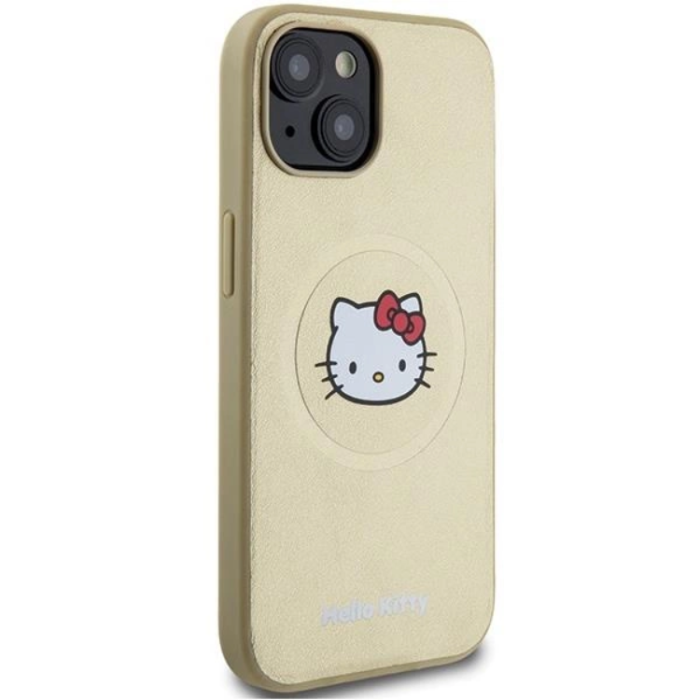 Hello Kitty - Hello Kitty iPhone 14 Mobilskal Magsafe Läder Kitty Head - Guld