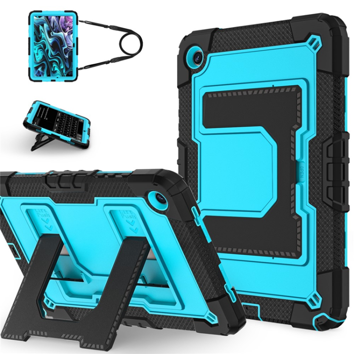 A-One Brand - Galaxy Tab A9 Plus Skal Kickstand Med Rem Anti Drop - Blå