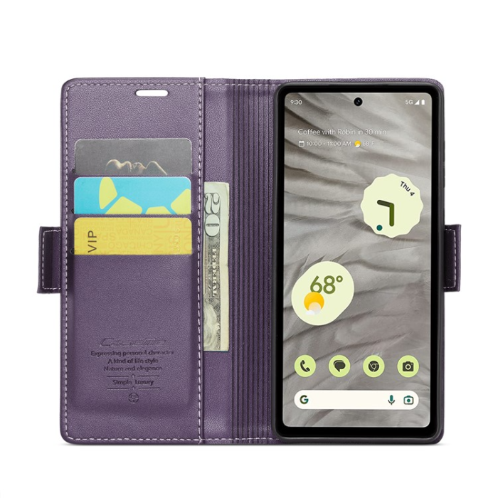 Caseme - Caseme Google Pixel 7A Plånboksfodral RFID Litchi - Lila