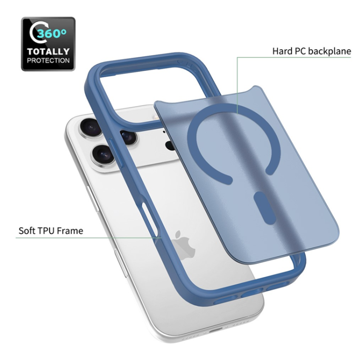 A-One Brand - iPhone 17 Pro Mobilskal MagSafe Acrylic Skin Touch - Blå