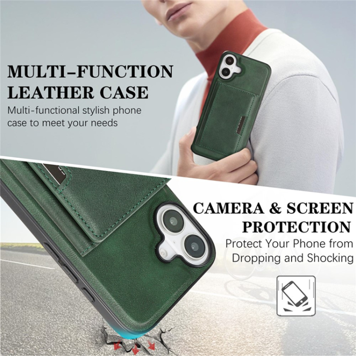 A-One Brand - iPhone 17 Mobilskal MagSafe Kickstand Tri-fold Korthållare - Grön