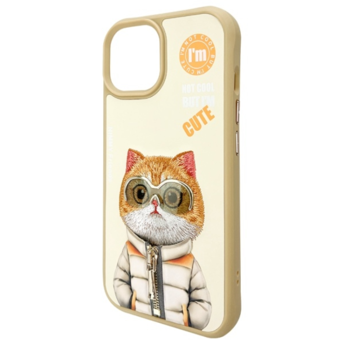 NIMMY - Nimmy iPhone 15 Mobilskal Cool & Cute 2.0 Cat - Khaki