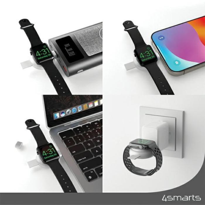 4smarts - 4smarts Trådlös laddare Apple Watch USB-C - Silver