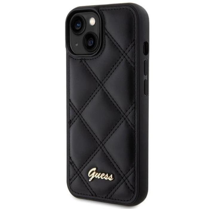 Guess - Guess iPhone 15 Mobilskal Quilted Metal Logo - Svart