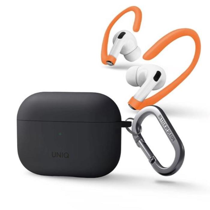 UNIQ - UNIQ AirPods Pro 2 Skal Nexo Silikon med Ear Hooks - Charcoal Grå