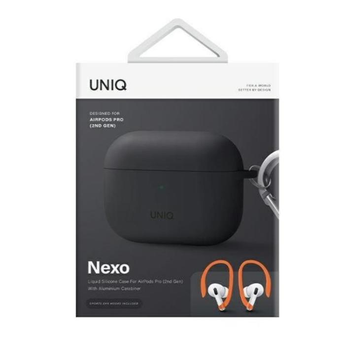 UNIQ - UNIQ AirPods Pro 2 Skal Nexo Silikon med Ear Hooks - Charcoal Grå