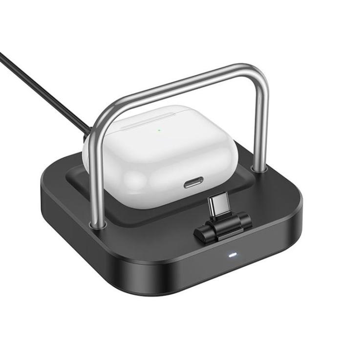 Hoco - Hoco 2in1 Trådlös Laddare 5W PD QC 3A 30W CQ16B - Svart