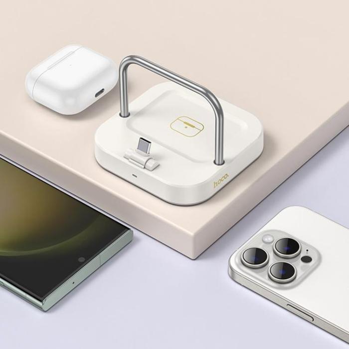 Hoco - Hoco 2in1 Trådlös Laddare 5W PD QC 3A 30W CQ16B - Vit
