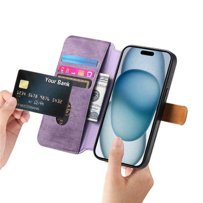 A-One Brand - Plånboksfodral För iPhone 17 Armband Kickstand - Lila