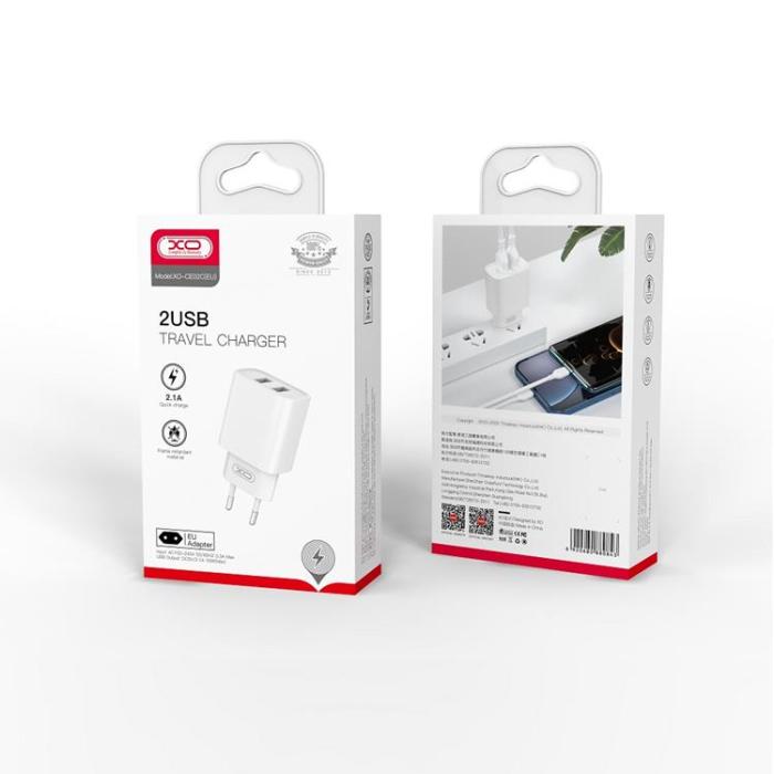 XO - XO Väggaddare 2x USB CE02C 2.1A- Vit