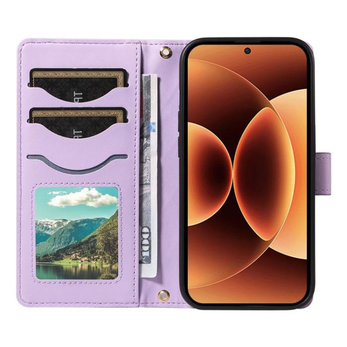 A-One Brand - Xiaomi 17 Pro Plånboksfodral Rhombus Läder Med Rem - Ljuslila