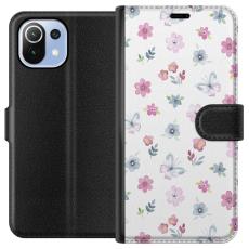 iSecrets - Pl&aring;nboksfodral till Xiaomi Mi 11 Lite med Blommor och fj&auml;rillar