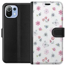 Gustaf - Pl&aring;nboksfodral till Xiaomi Mi 11 Lite med Blommor och fj&auml;rillar