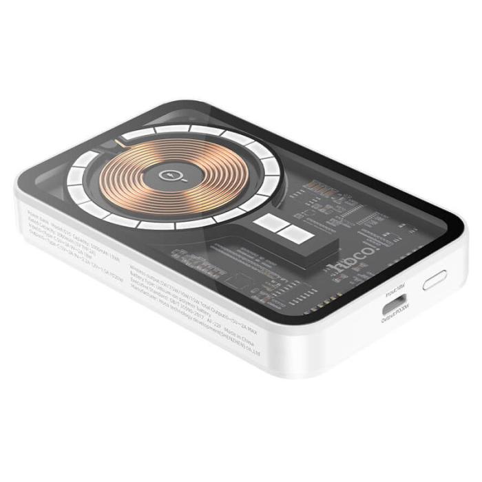 Hoco - Hoco Q10 Magsafe Trådlös Powerbank 5000 mAH - Transparent
