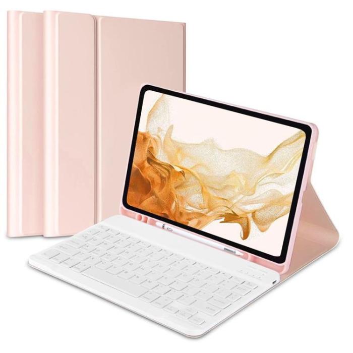 Tech-Protect - Tech-Protect Galaxy Tab A8 10.5 Fodral och Tangentbord - Rosa