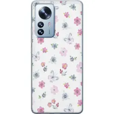 Gustaf - Mobilskal till Xiaomi 12 Pro med Blommor och fj&auml;rillar