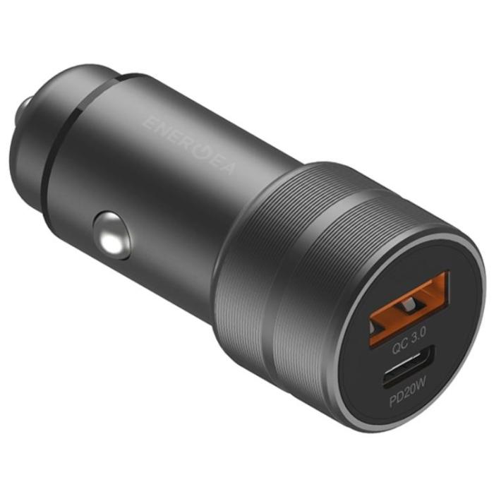 ENERGEA - Energea Billaddare 38W 1xUSB-C 1xUSB-A PD-QC3.0 - Gunmetal