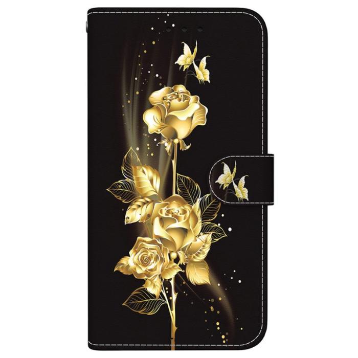 OEM - Samsung Galaxy S26 Plånboksfodral Anti-Drop Mönstertryck Konstläder - Guld
