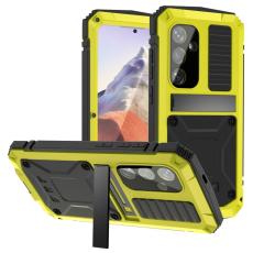 R-JUST - R-JUST Mobilskal till Galaxy S25 PC + Silikon + Metall Kickstand Gul