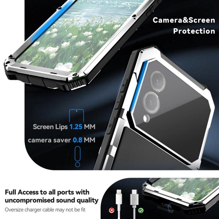 R-JUST - R-JUST Mobilskal till Galaxy S25 Edge PC + Silikon + Metall Silver