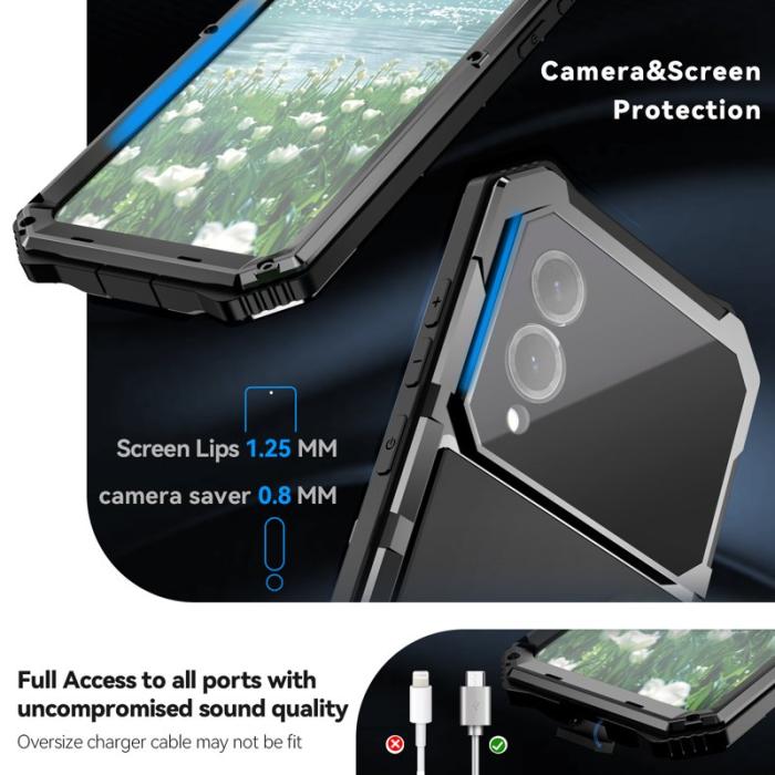 R-JUST - R-JUST Mobilskal till Galaxy S25 Edge PC + Silikon + Metall - Svart