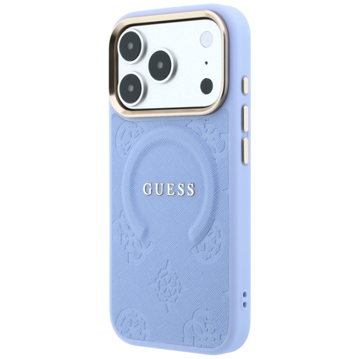 Guess - Guess Mobilskal För iPhone 18 Pro Max Magsafe Saffiano Peony - Ljusblå