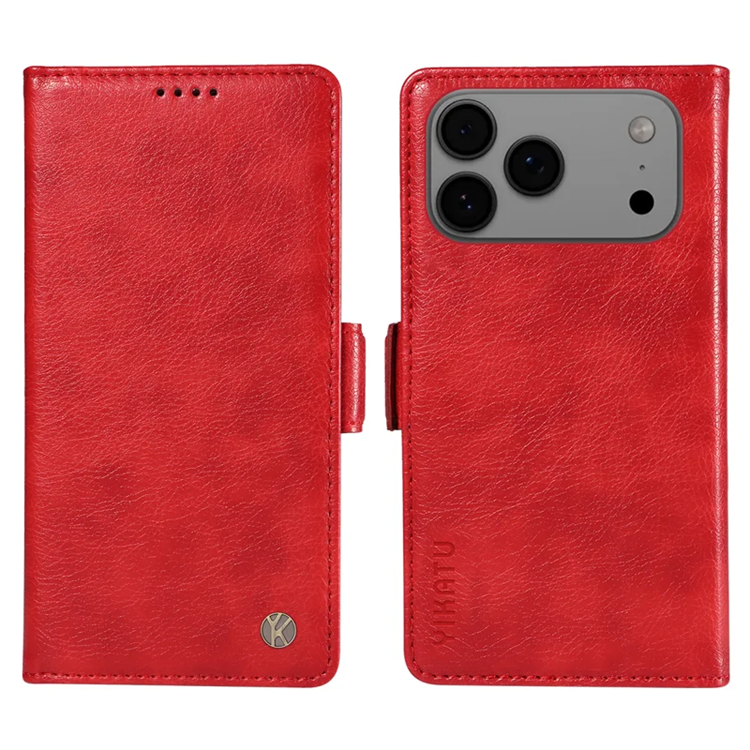 YIKATU iPhone 17 Pro Max Plånboksfodral Litchi Texture - Röd | 2353 | AlltMobil